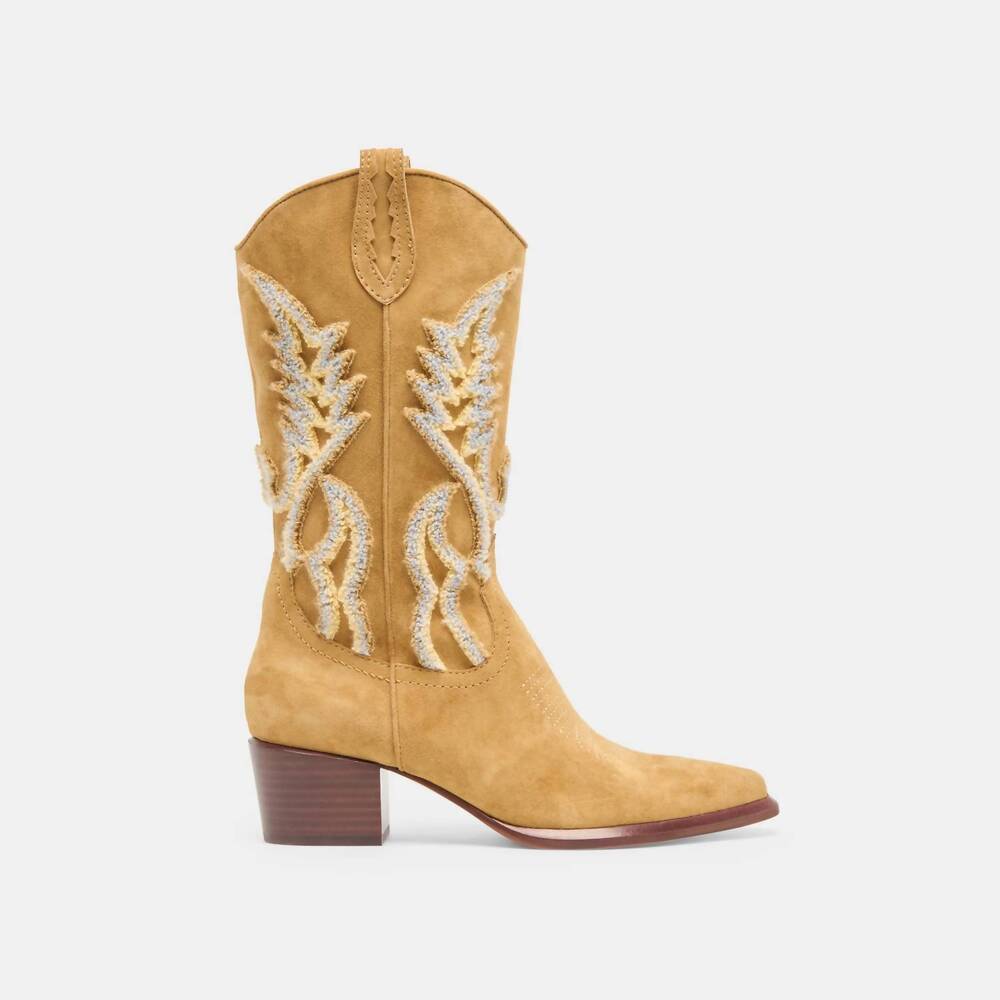NEW DOLCE VITA women's vila suede boots in caramel - Picture 3 of 4